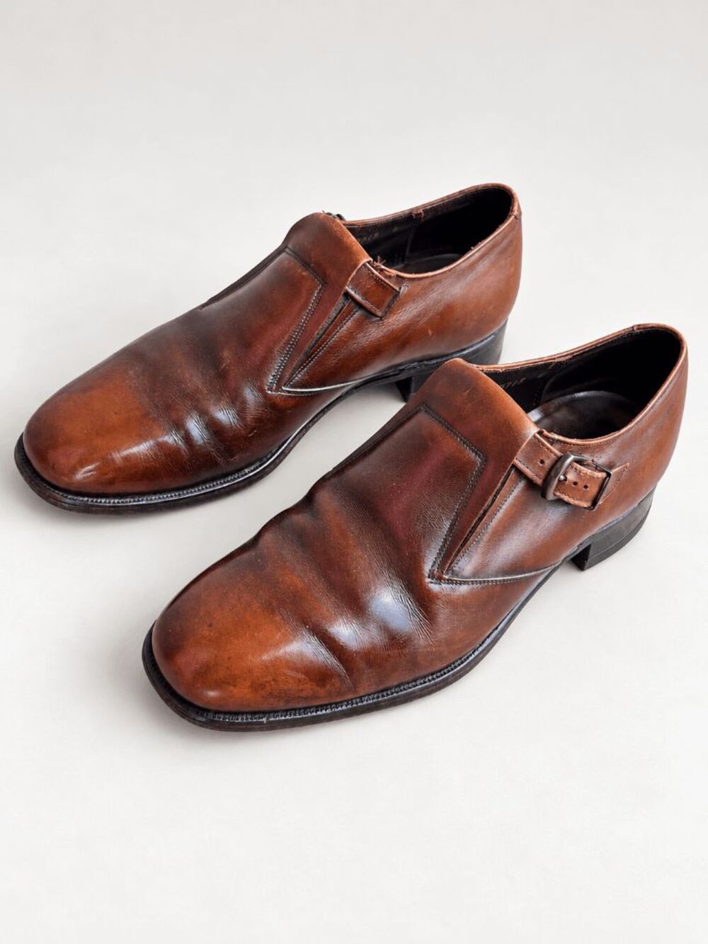 VTG Johnston & Murphy Aristocraft Monk Strap Leather Dress Shoes Brown Mens 9